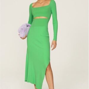 A.L.C. Vibrant Green Asymmetrical Dress
